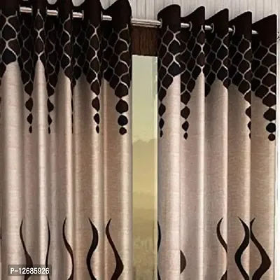 Home Garage Eyelet Long Door Polyester Curtains Set of 2 - (Brown 4x9)-thumb2