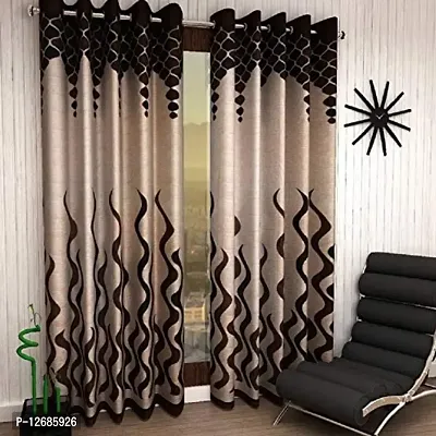 Home Garage Eyelet Long Door Polyester Curtains Set of 2 - (Brown 4x9)-thumb0