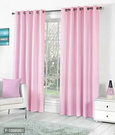 Home Garage Eyelet Window Polyester Curtains Set of 2 - (Baby Pink 4x5)-thumb0