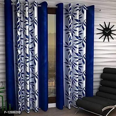 Home Garage Eyelet Window Polyester Curtains Set of 2 - (Navy Blue 4x5)-thumb0
