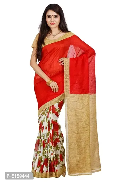 Women's Multicoloured Cotton Printed Saree with Blouse piece