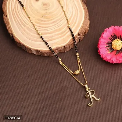 Initial Letter R Sideways Pendant Necklace Gold Tone 19 inches | eBay