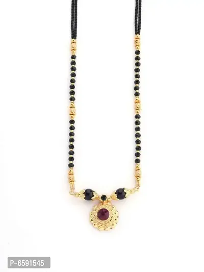Traditional Necklace Pendant Gold Plated Glorious Hand Meena 22 inch Long Mangalsutra/Tanmaniya/nallapusalu/Black Beads Mangalsutr For Women Black long chain