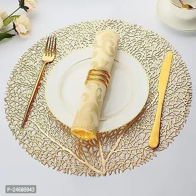 Kritvi Table mat Table Linen Sets Polyester Golden Solid Pack of 2-thumb0