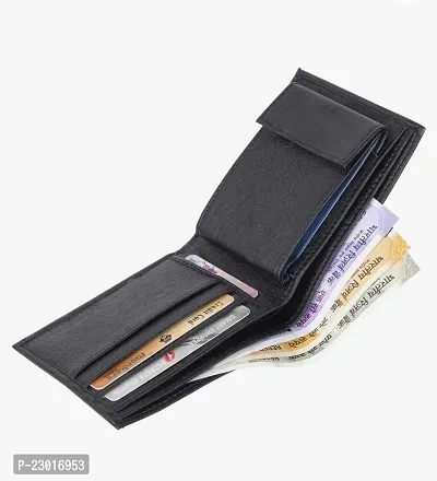Designer Black Artificial Leather Printed Three Fold Wallet For Men-thumb0