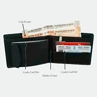 Designer Black Artificial Leather Printed Three Fold Wallet For Men-thumb1