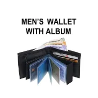 Designer Black Artificial Leather Printed Three Fold Wallet For Men-thumb2