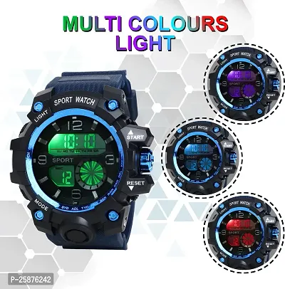 Stylish Blue Silicone Digital Watches For Men, Pack Of 1-thumb4