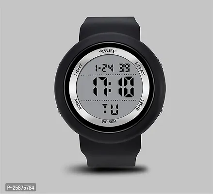 Stylish Black Silicone Digital Watches For Men, Pack Of 2-thumb2