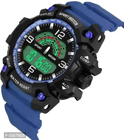 Stylish Blue Silicone Digital Watches For Men, Pack Of 1-thumb4