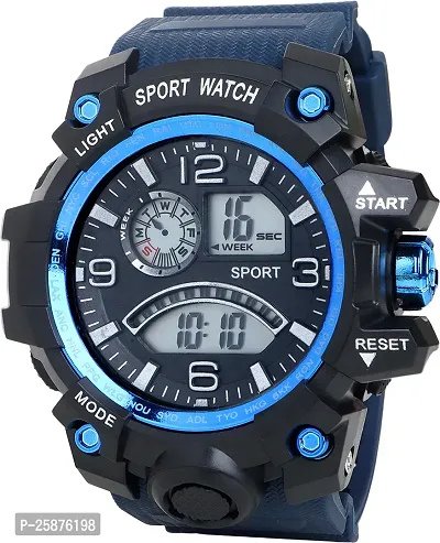 Stylish Blue Silicone Digital Watches For Men, Pack Of 1-thumb2