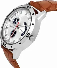 Stylish Brown Genuine Leather Analog Watches For Men, Pack Of 1-thumb2