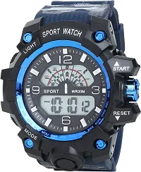 Stylish Blue Silicone Analog-Digital Watches For Men, Pack Of 1-thumb1