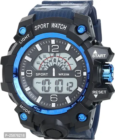 Stylish Blue Silicone Analog-Digital Watches For Men, Pack Of 1-thumb2