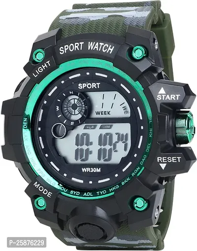 Stylish Green Silicone Digital Watches For Men, Pack Of 1-thumb0