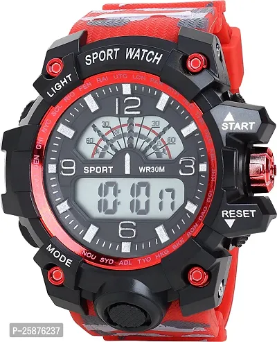 Stylish Red Silicone Analog-Digital Watches For Men, Pack Of 1