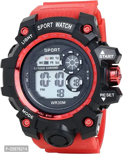 Stylish RED Silicone Digital Watches For Men, Pack Of 1-thumb0