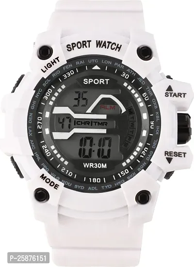 Stylish White Silicone Digital Watches For Men, Pack Of 1-thumb2