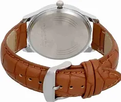 Stylish Brown Genuine Leather Analog Watches For Men, Pack Of 1-thumb1