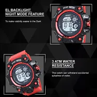 Stylish RED Silicone Digital Watches For Men, Pack Of 1-thumb3