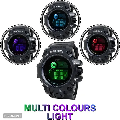 Stylish Black Silicone Digital Watches For Men, Pack Of 1-thumb4