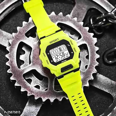 Stylish Yellow Silicone Digital Watches For Men, Pack Of 1-thumb4