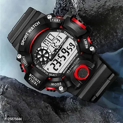 Stylish Black Silicone Digital Watches For Men, Pack Of 1-thumb0