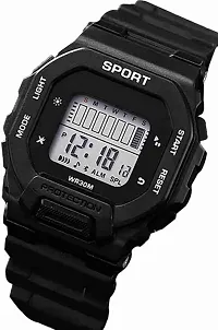 Stylish Black Silicone Digital Watches For Men, Pack Of 1-thumb1