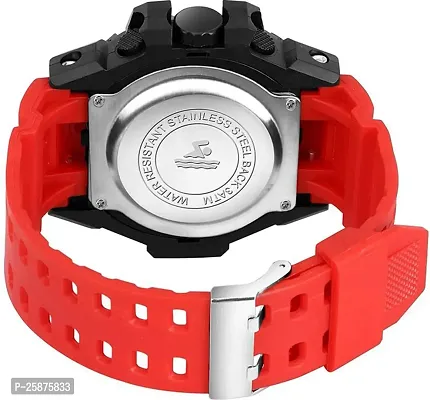 Stylish Red Silicone Digital Watches For Men, Pack Of 1-thumb3