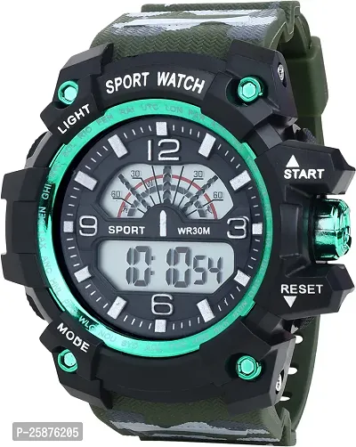 Stylish Green Silicone Digital Watches For Men, Pack Of 1