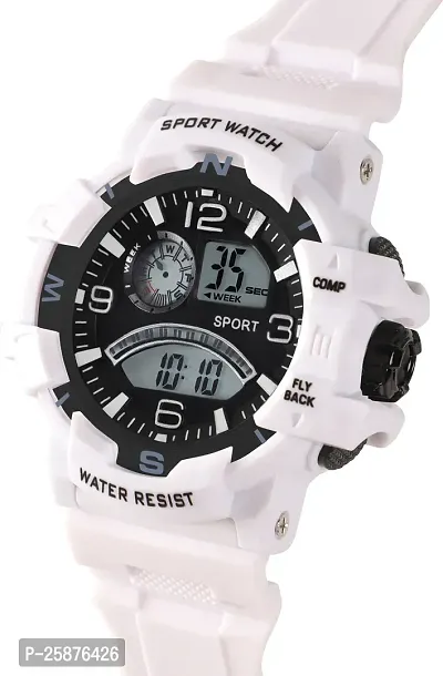 Stylish White Silicone Digital Watches For Men, Pack Of 1-thumb3