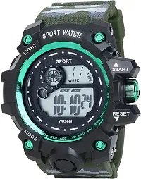 Stylish Green Silicone Digital Watches For Men, Pack Of 1-thumb1