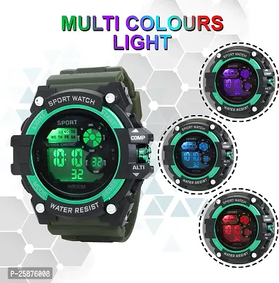 Stylish Green Silicone Digital Watches For Men, Pack Of 1-thumb4