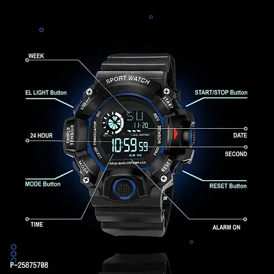 Stylish Black Silicone Digital Watches For Men, Pack Of 1-thumb2