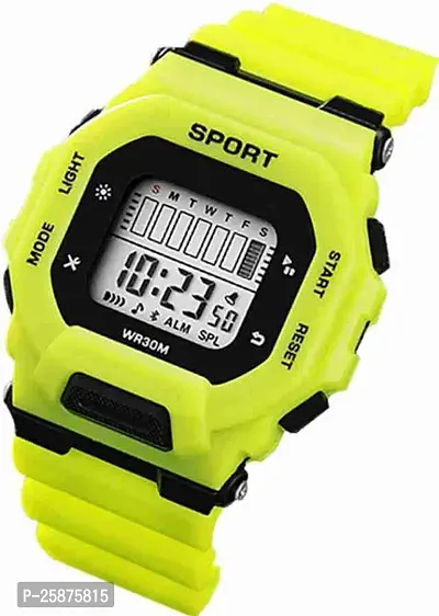 Stylish Yellow Silicone Digital Watches For Men, Pack Of 1-thumb2