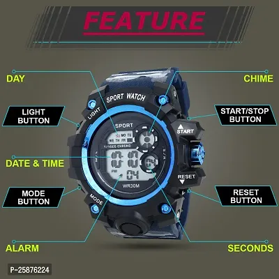 Stylish Blue Silicone Digital Watches For Men, Pack Of 1