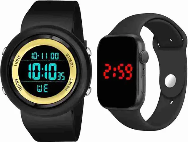 Smartwatch Watch For Men Women A Digital Watch with Square LED Shockproof Multi-Functional PACK OF 2