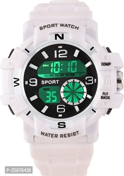 Stylish White Silicone Digital Watches For Men, Pack Of 1