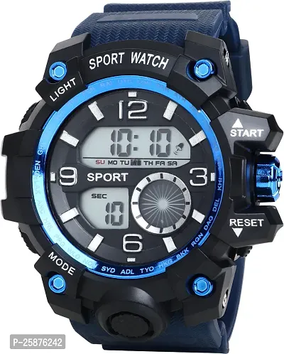 Stylish Blue Silicone Digital Watches For Men, Pack Of 1