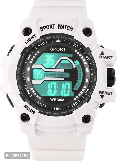 Stylish White Silicone Digital Watches For Men, Pack Of 1-thumb0