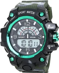 Stylish Green Silicone Analog-Digital Watches For Men, Pack Of 1-thumb1