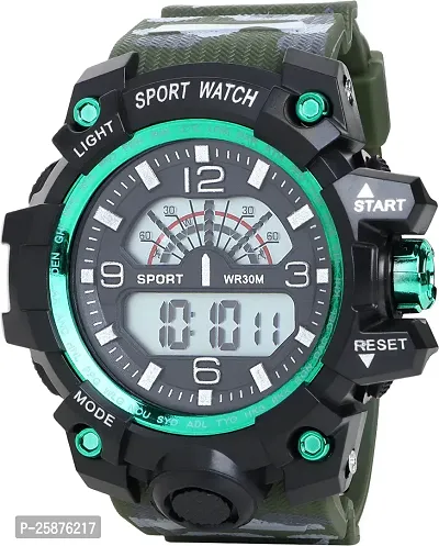Stylish Green Silicone Analog-Digital Watches For Men, Pack Of 1-thumb2
