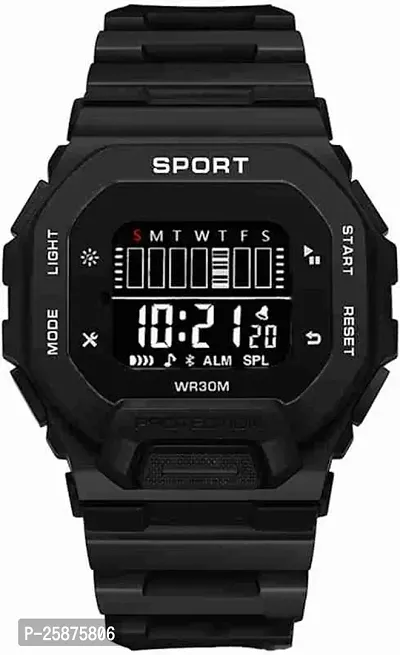 Stylish Black Silicone Digital Watches For Men, Pack Of 1-thumb0