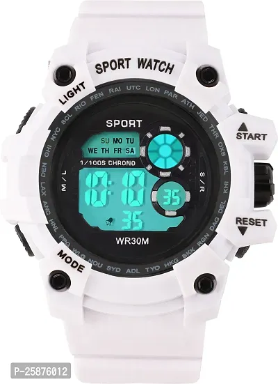 Stylish White Silicone Digital Watches For Men, Pack Of 1