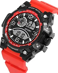 Stylish Red Silicone Digital Watches For Men, Pack Of 1-thumb3