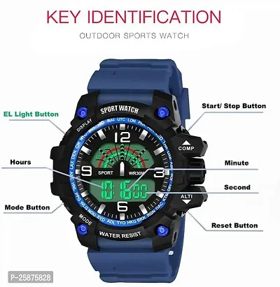 Stylish Blue Silicone Digital Watches For Men, Pack Of 1-thumb0