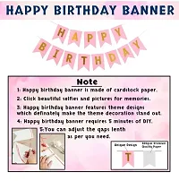Pink Happy Birthday Decoration Kit for Girls 50pcs Combo Set Banner Golden Foil Curtain Balloon Metallic Confetti Girls Birthday Decoration Items/Kids Birthday Decoration Items-thumb3