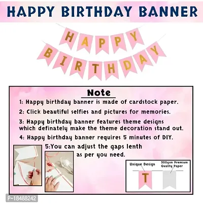 Pink Happy Birthday Decoration Kit for Girls 50pcs Combo Set Banner Golden Foil Curtain Balloon Metallic Confetti Girls Birthday Decoration Items/Kids Birthday Decoration Items-thumb4