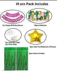 Amazing happy birthday pink bunting banner with green curtain , star and balloons and 1 arch and glue-thumb1