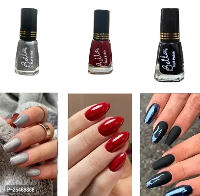 New Beautiful HD Color Nail Polish Combo Silver-Red-D-Black-thumb0